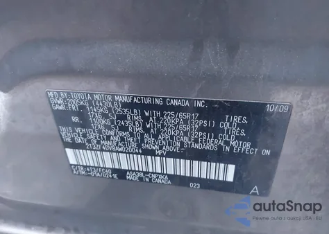 2010 Toyota Rav4 из США, поврежденный, VIN 2T3ZF4DV8AW020044